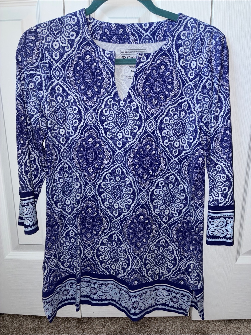 Coolibar Blue and White Paisley Medallion Tunic